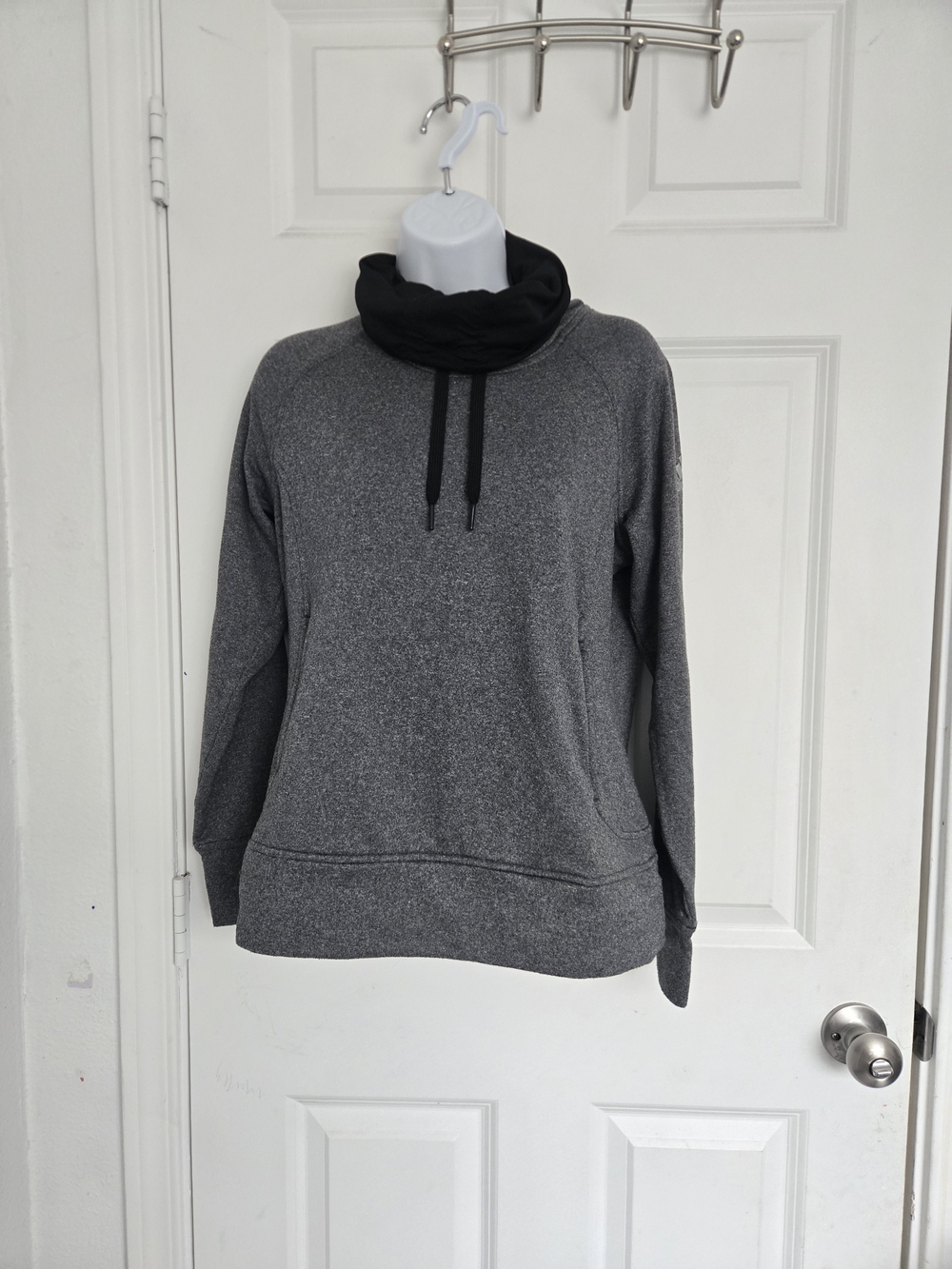 adidas Gray Sweater with Black Cowl Neck and Drawstrings